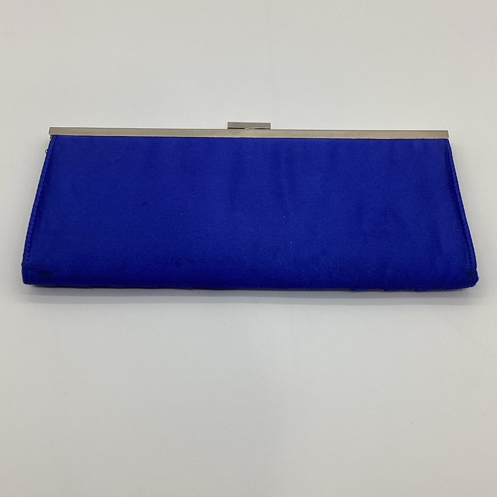 2147. Style & Co. Blue Pleated Satin Clutch w/ Silver Embellishments NWT